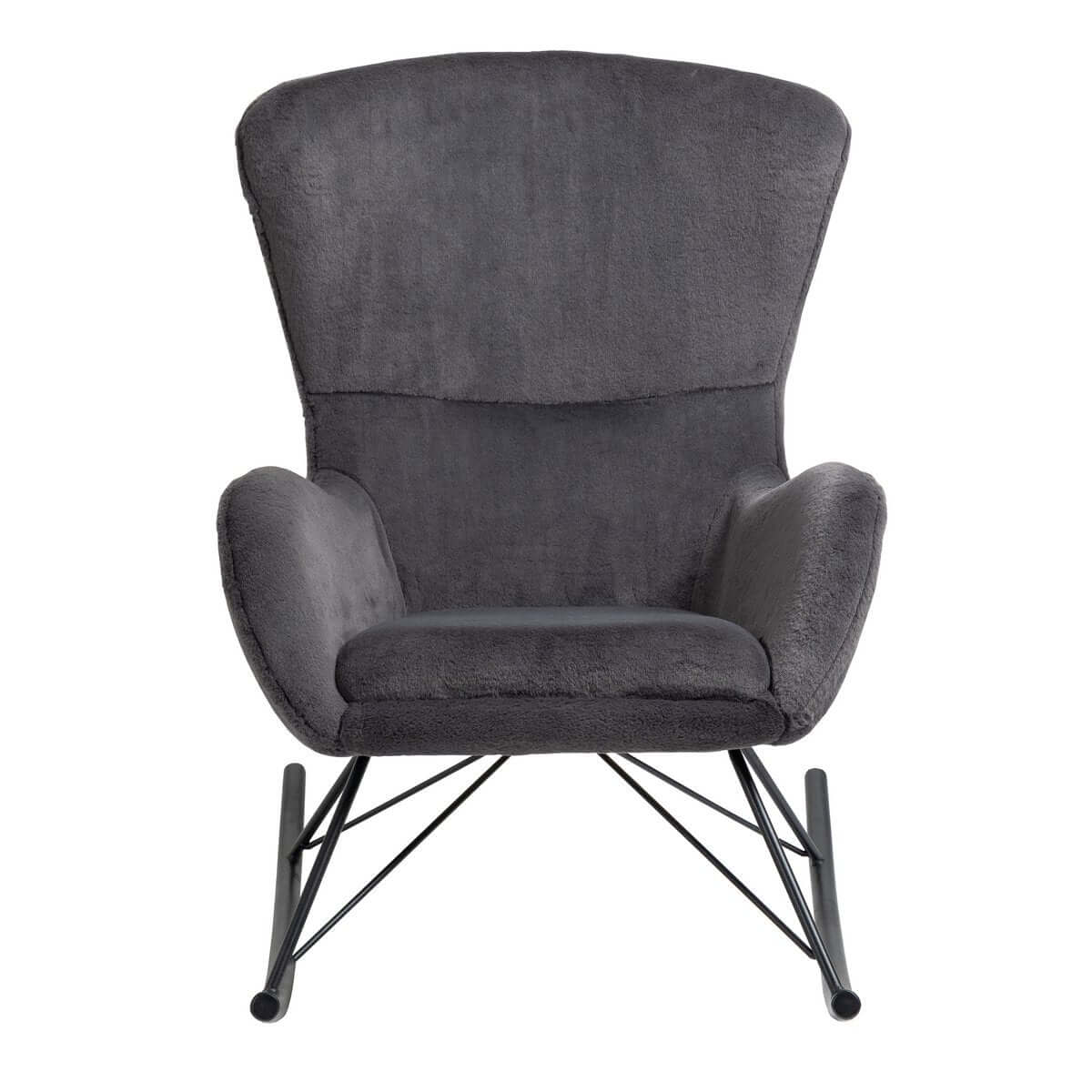 Schaukelstuhl in Lammfelloptik Dunkelgrau - SalesFever