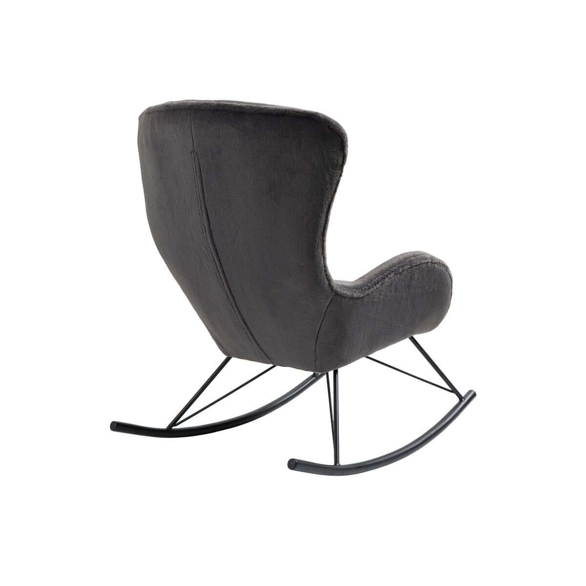 Schaukelstuhl in Lammfelloptik Dunkelgrau - SalesFever