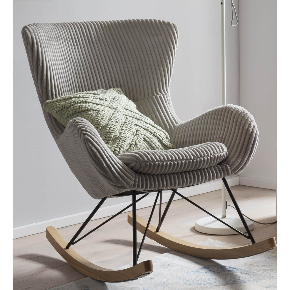 Rocking chair gray with textured fabric - SalesFever