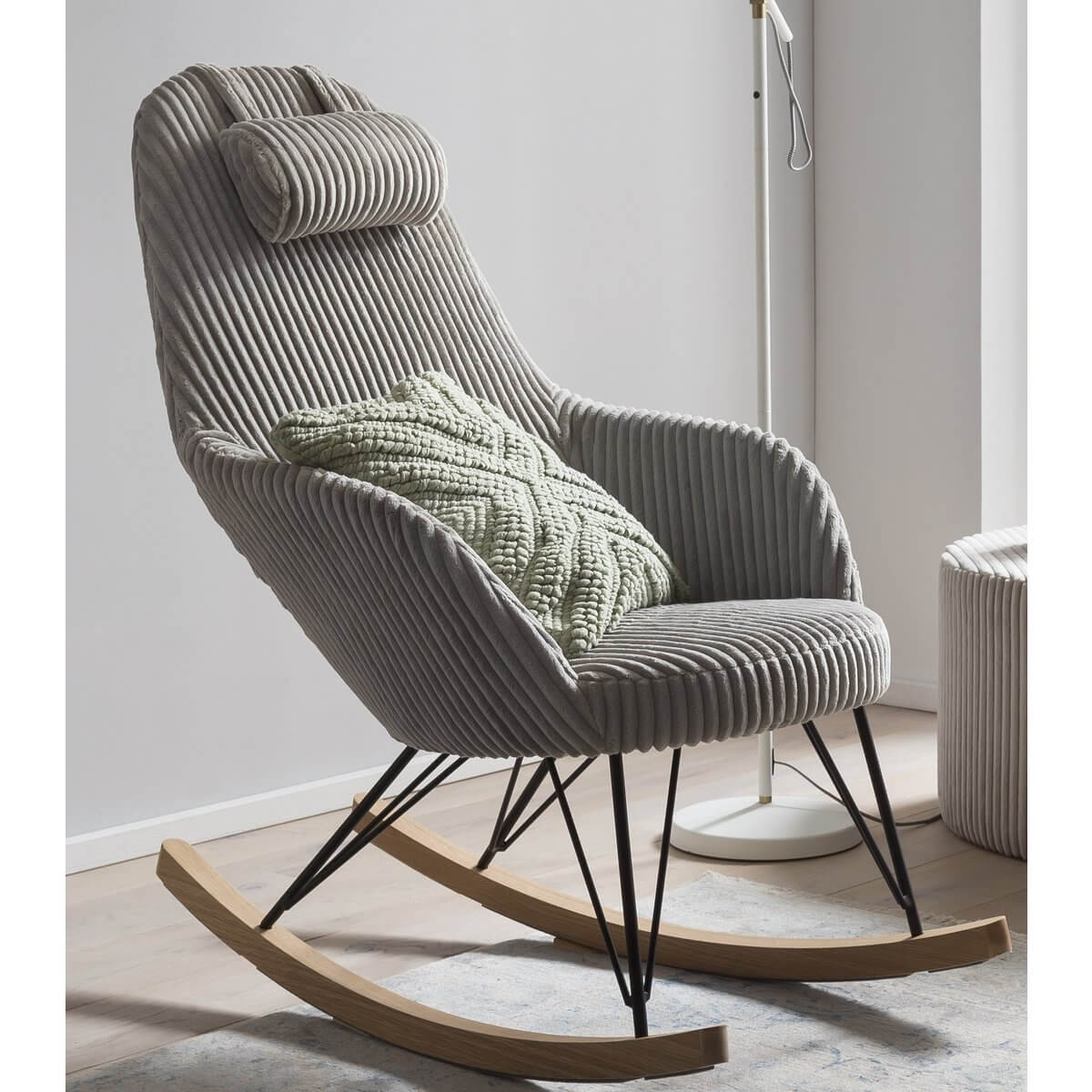 Rocking chair Gray textured fabric - SalesFever