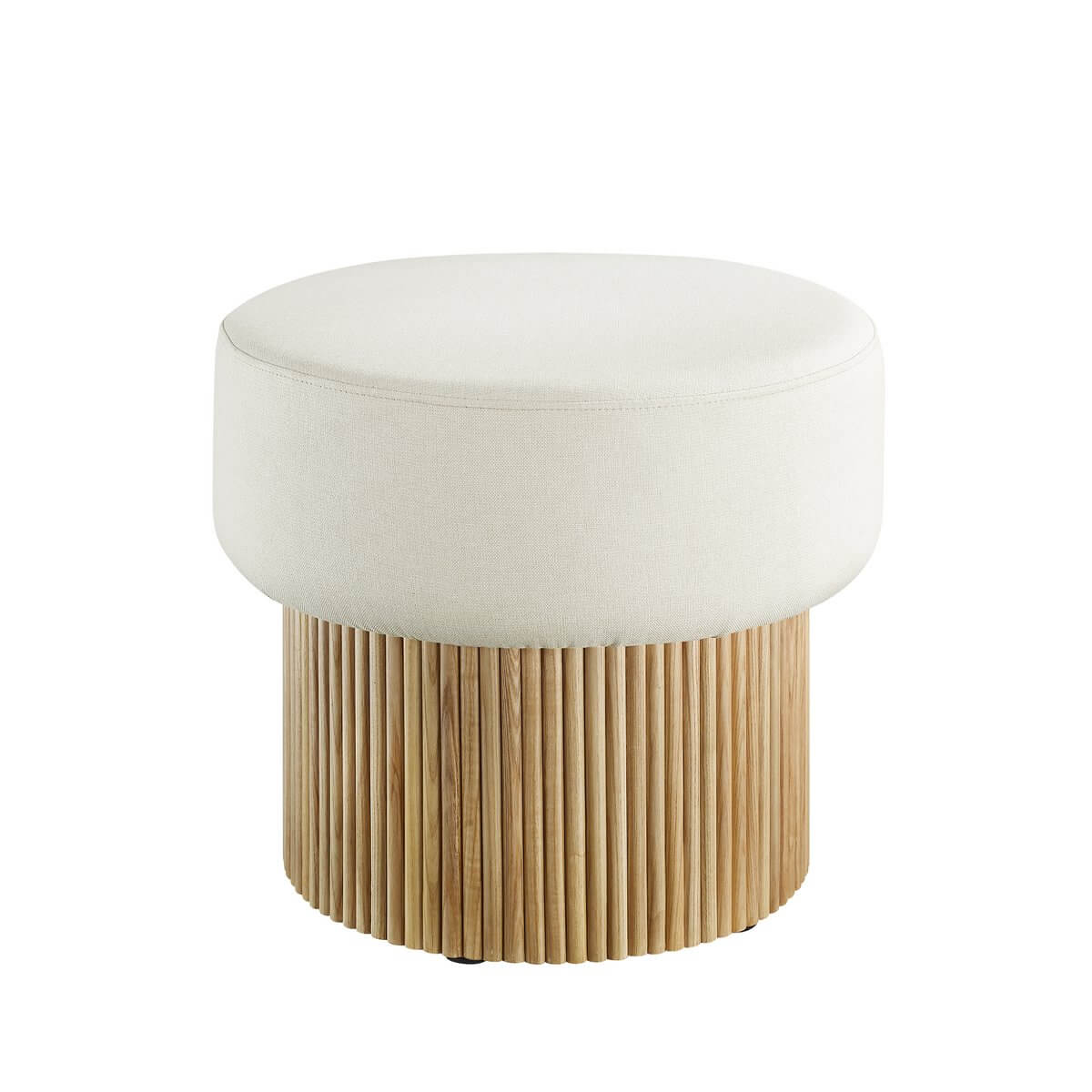 Seat pouf with storage space Ø 50 cm natural/white - SalesFever