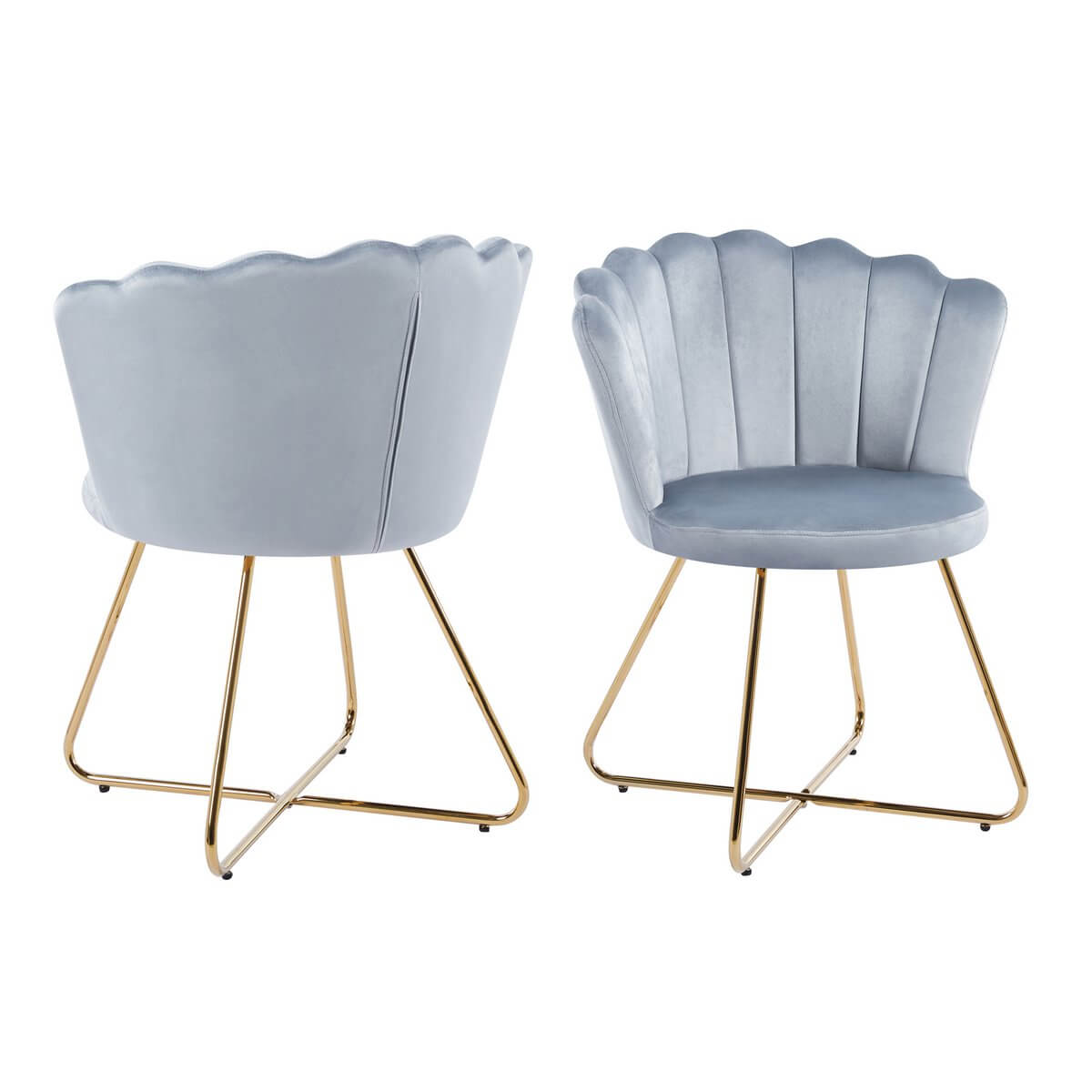 Set of 2 velvet shell chairs in light gray - SalesFever
