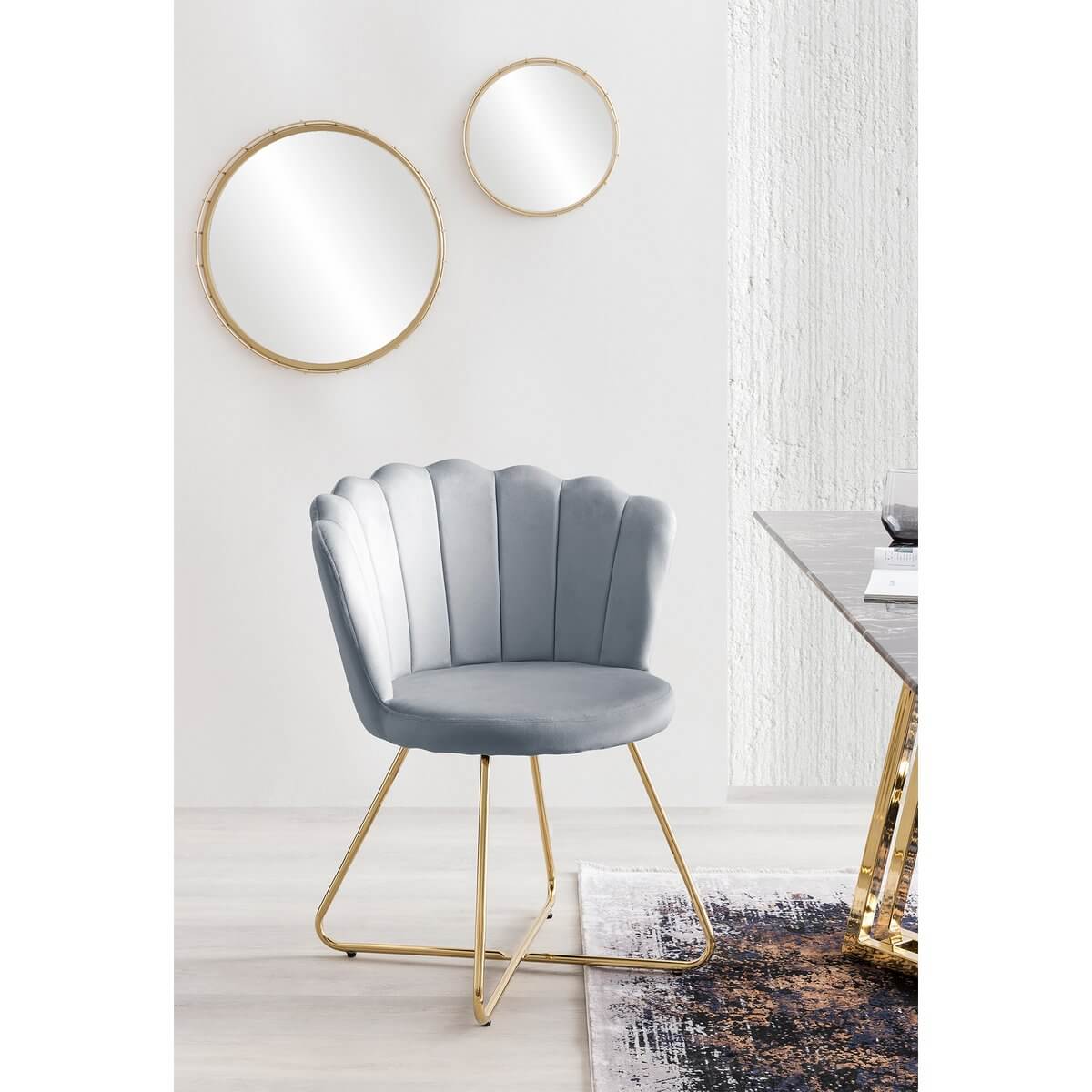 Set of 2 velvet shell chairs in light gray - SalesFever