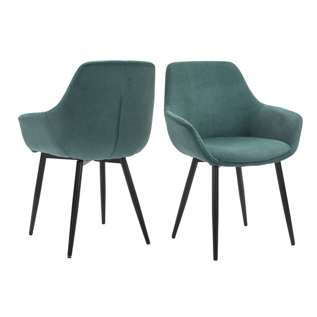 Set of 2 Corduroy Armchairs Green - SalesFever