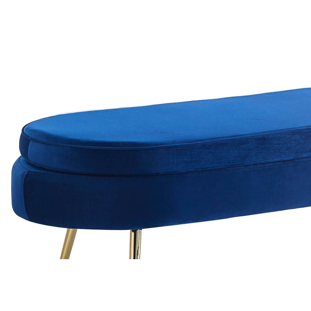 Sitzpouf oval lang aus Samt Dunkelblau - SalesFever