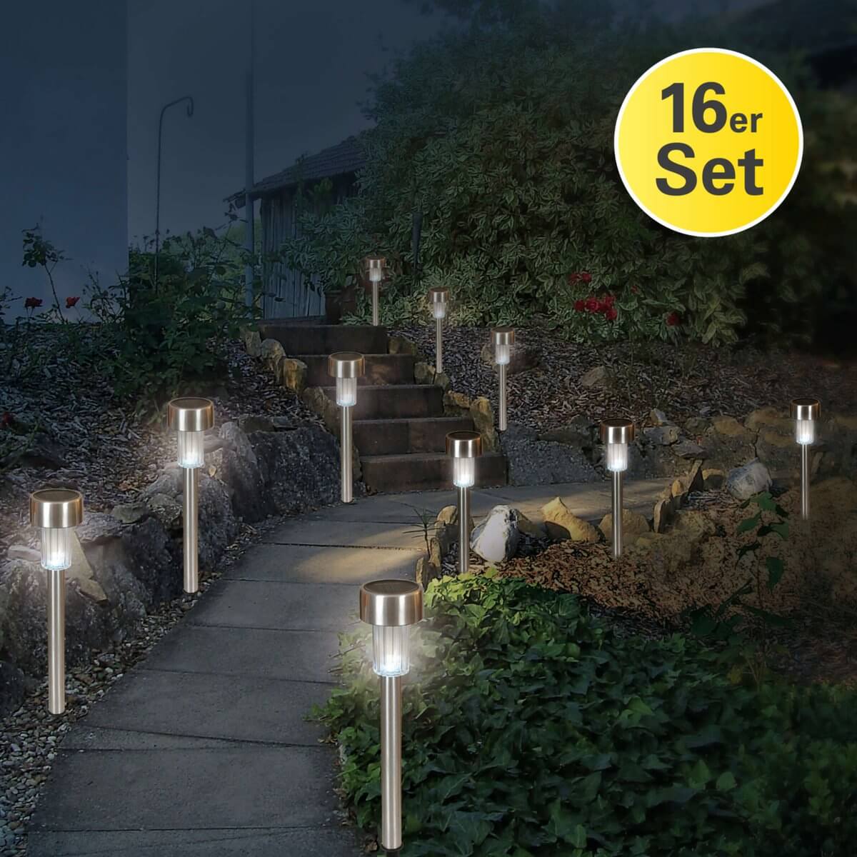 Solar led aardspiesen wit - 36 cm - set van 16 - LED Buitenverlichting