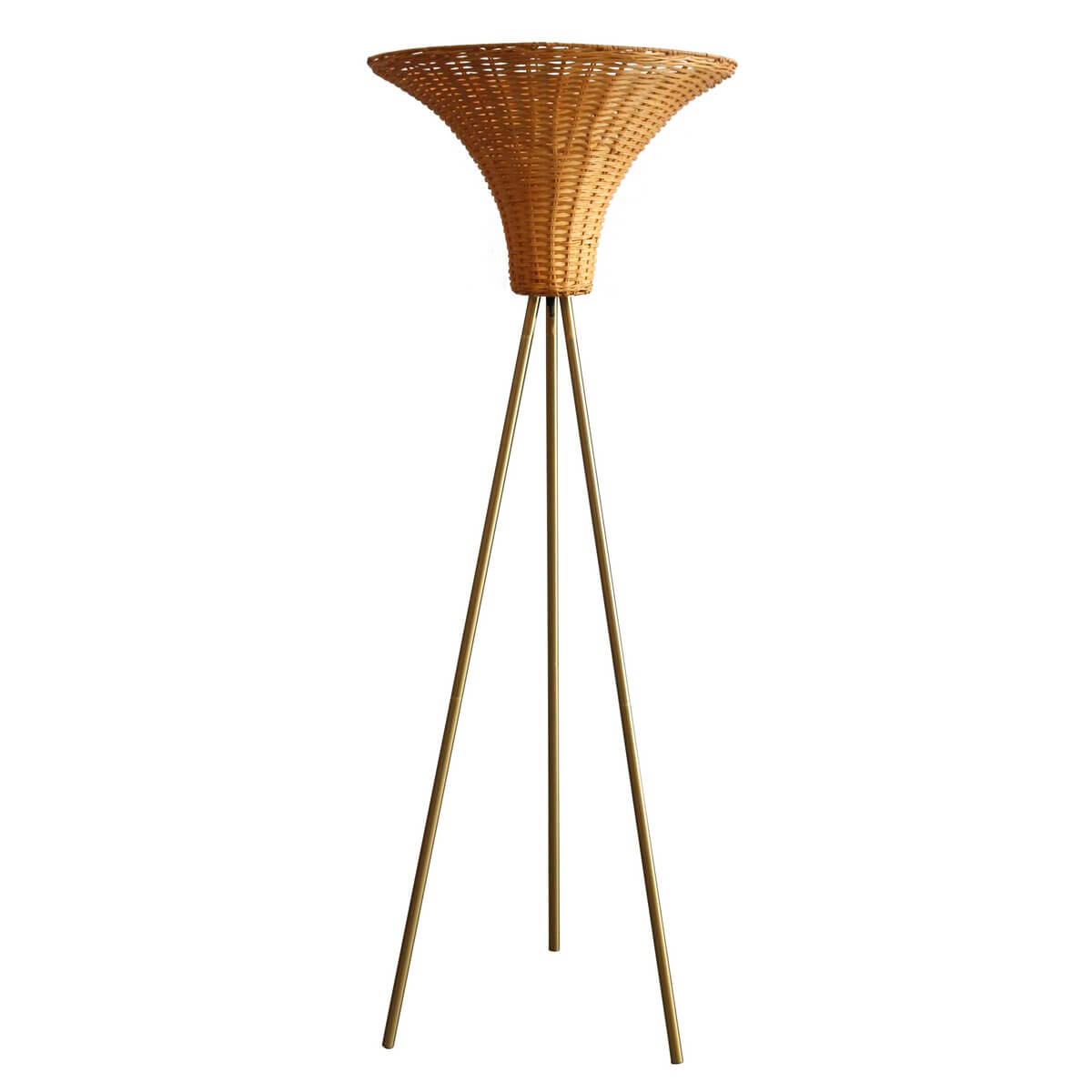 Floor lamp with braided shade brass/natural 150 cm - SalesFever