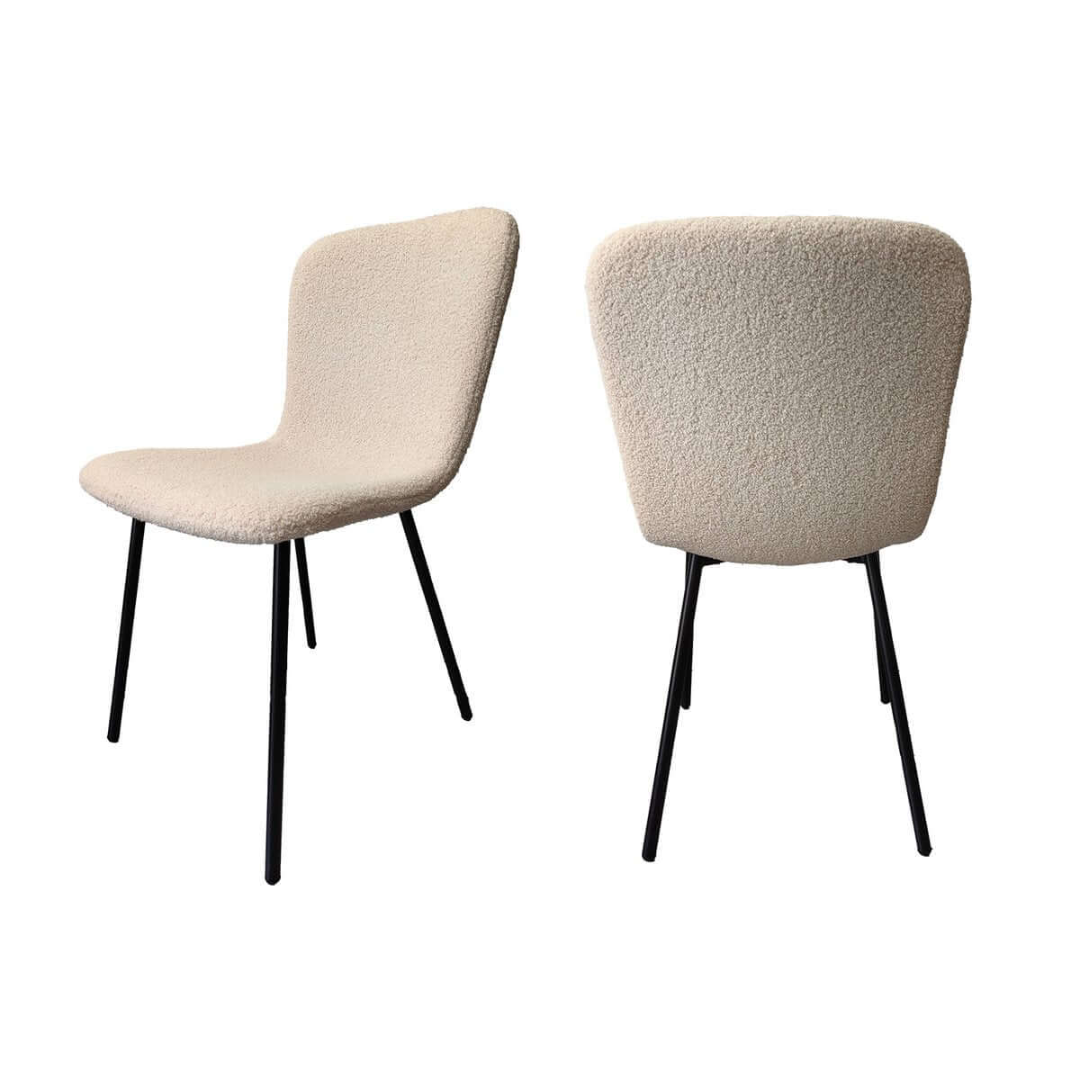 Bouclé look chair set of 4 beige - SalesFever