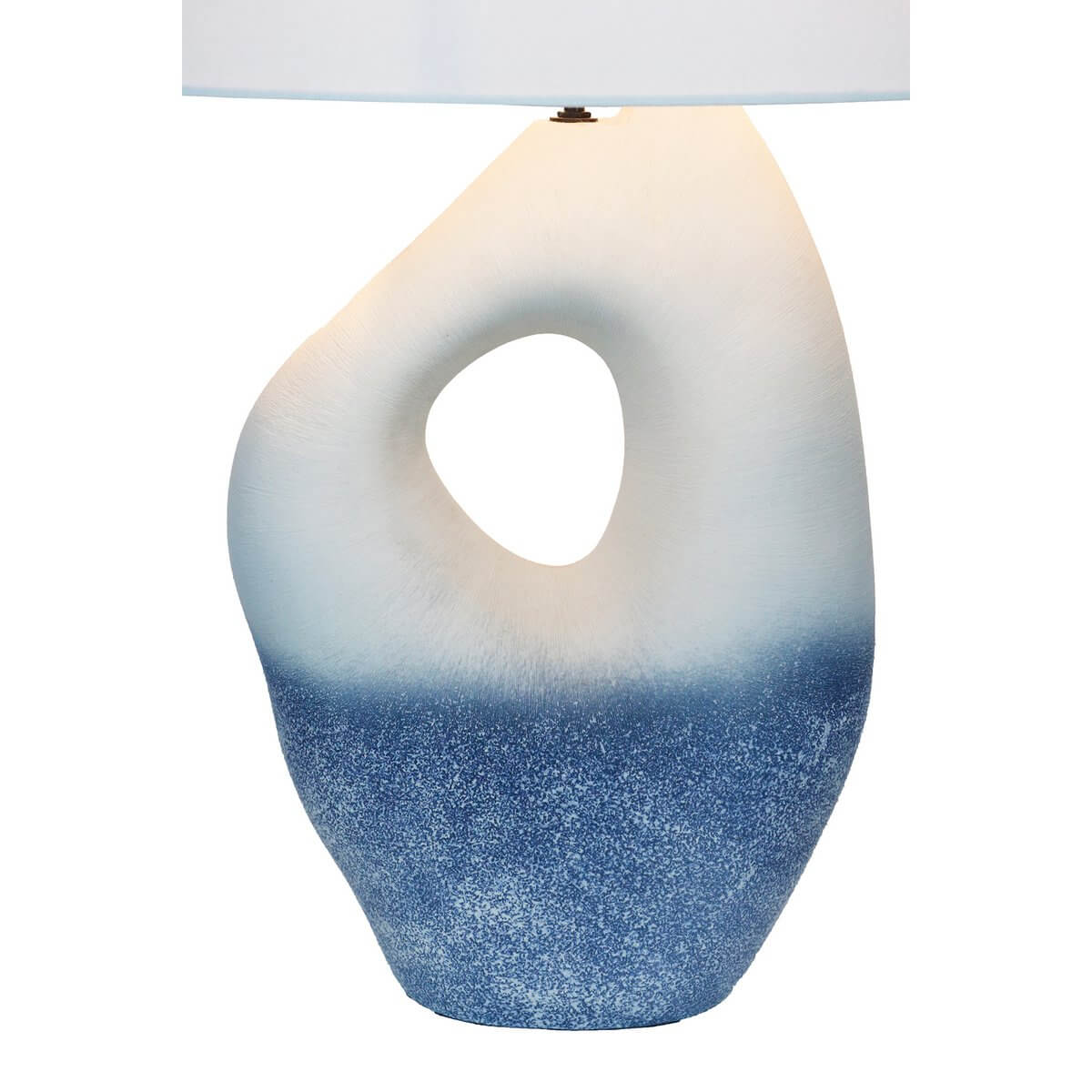 Table lamp ceramic/linen blue/white - SalesFever