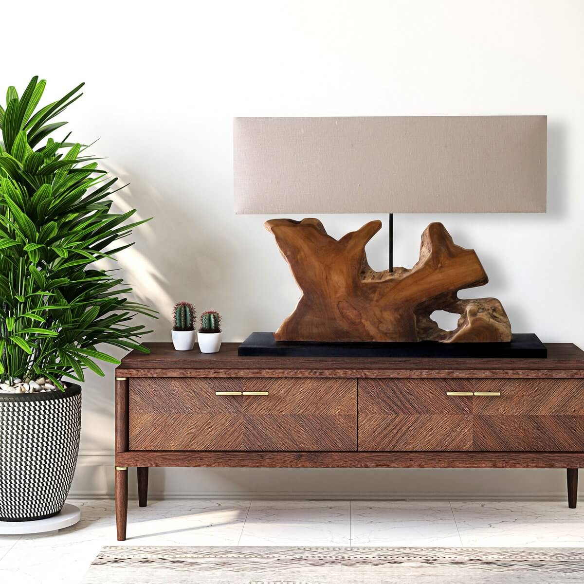 Tischleuchte Treibholz/Leinen Natur 59 cm - SalesFever