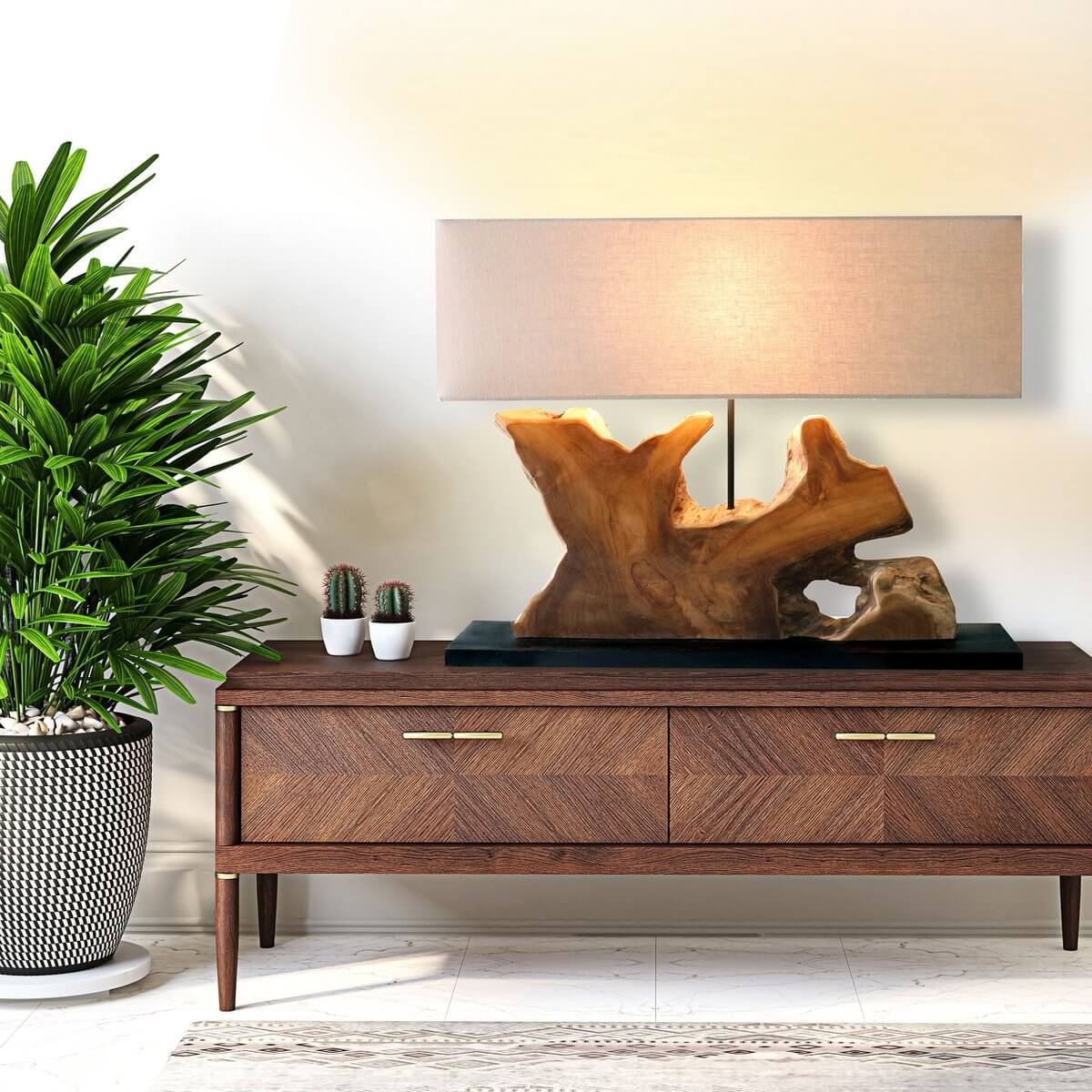 Tischleuchte Treibholz/Leinen Natur 59 cm - SalesFever