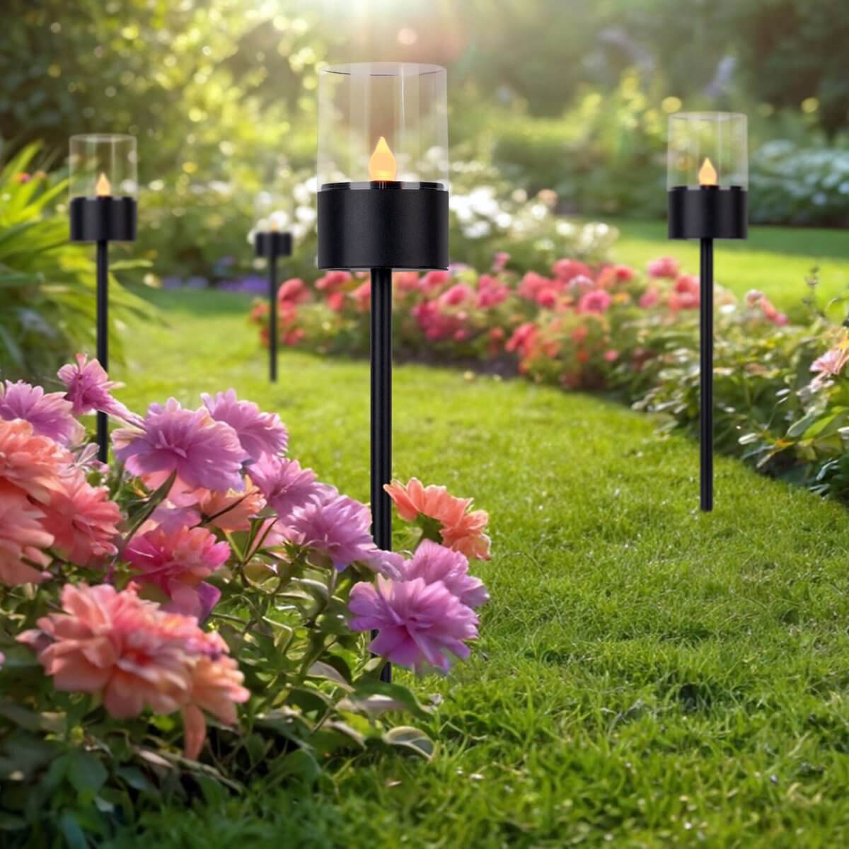 Tuindecoratie stokken metaal kunststof - 37 cm - set van 4