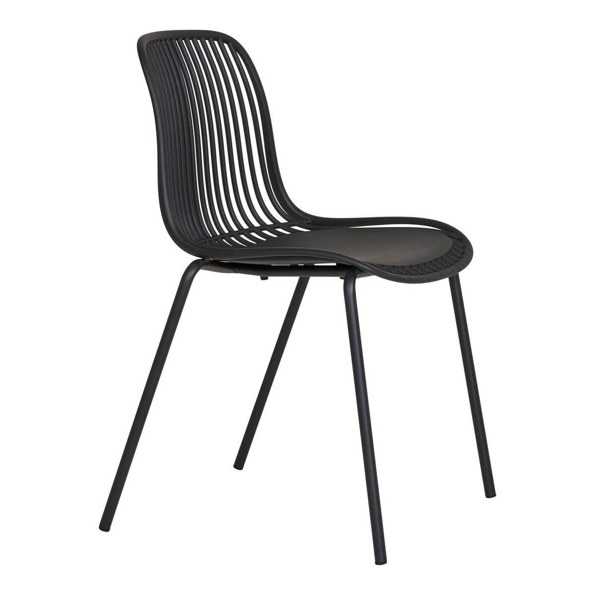 Branson Garden Chair - Zwart, stapelbaar, 55x46,5x82 cm - set van 4 - House Nordic ApS