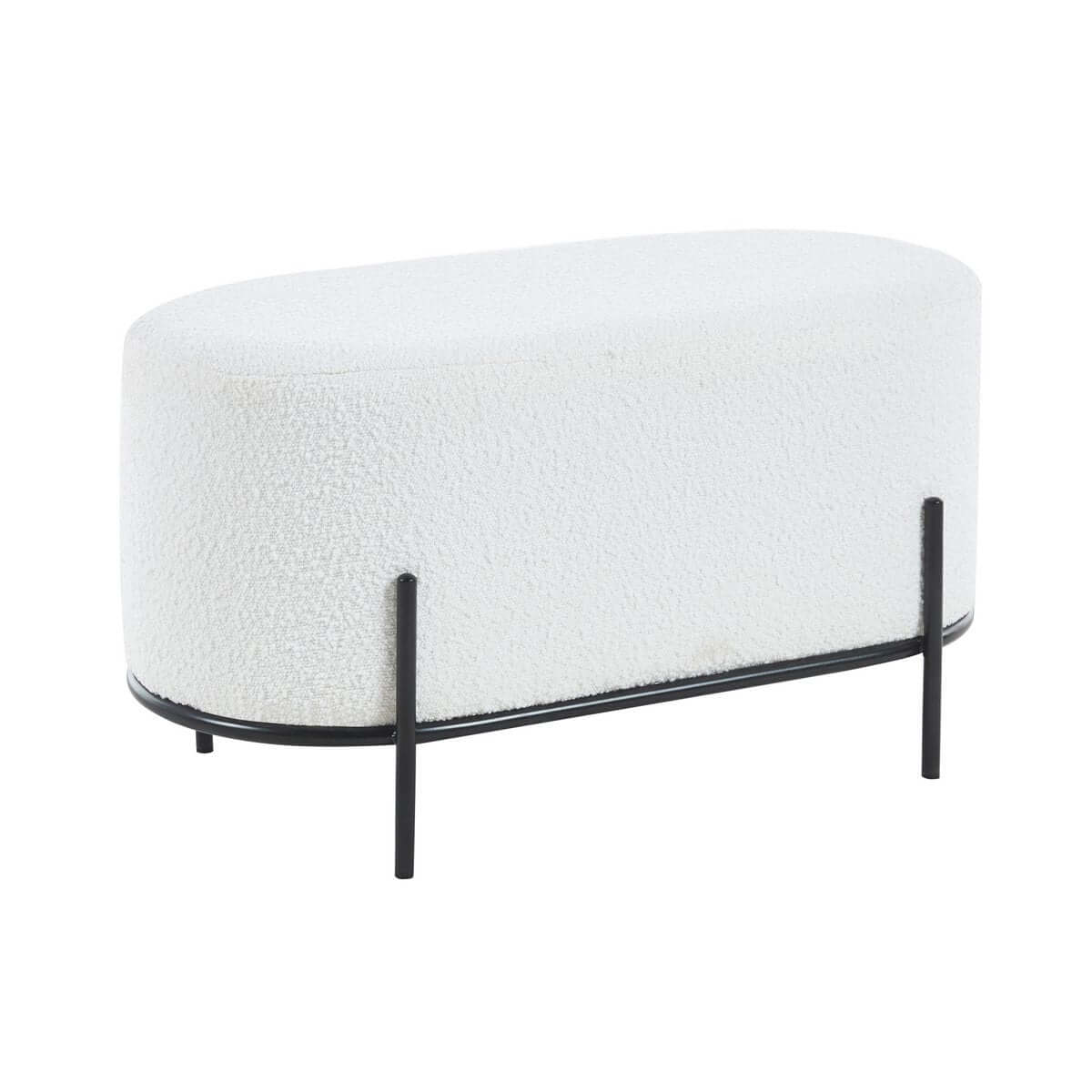 Upholstered stool Bouclé fabric white - SalesFever