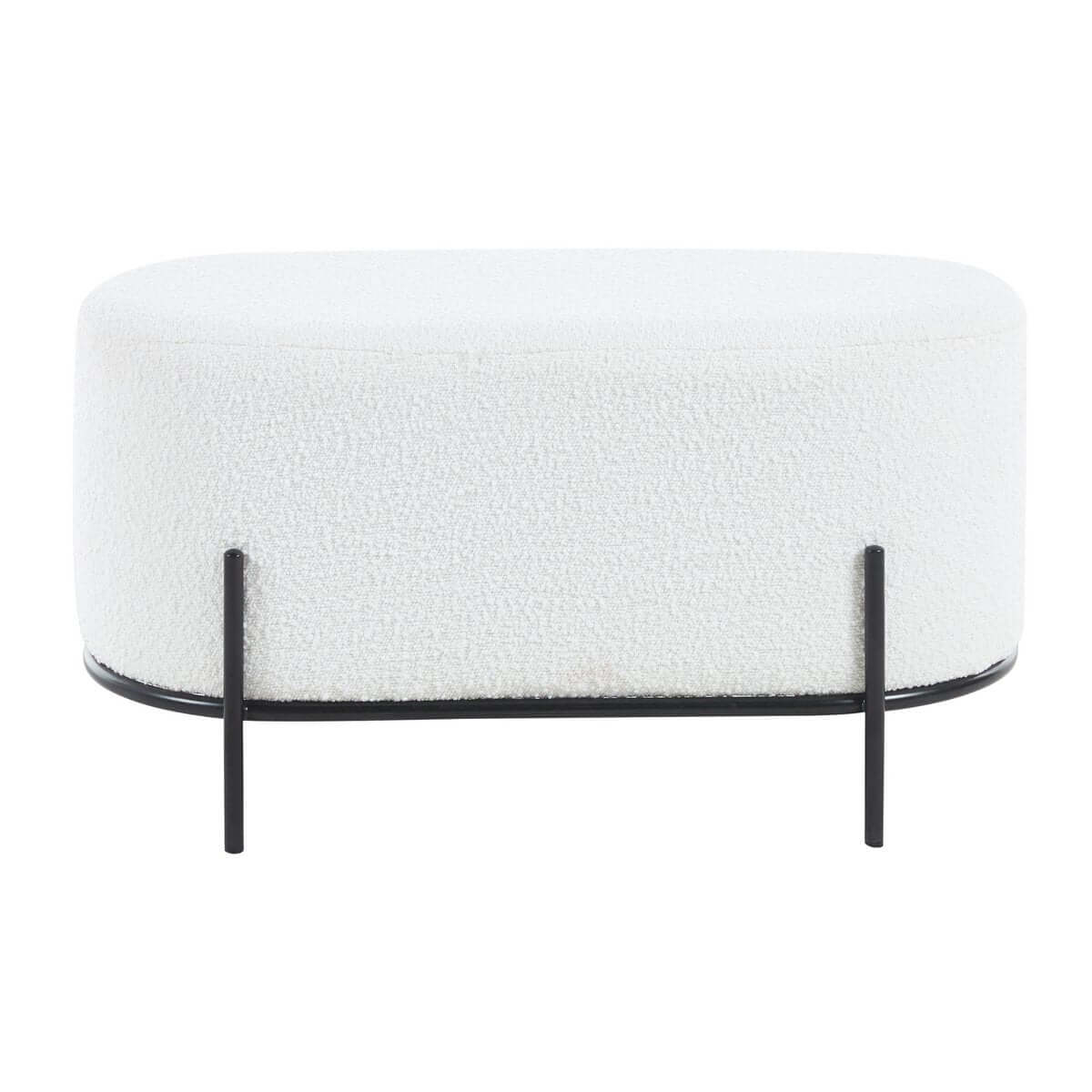 Upholstered stool Bouclé fabric white - SalesFever