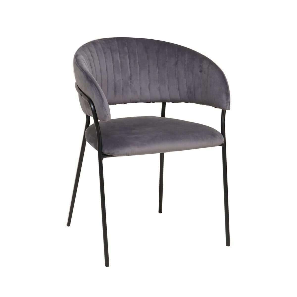 Gray velvet chair with quilted back - SalesFever
