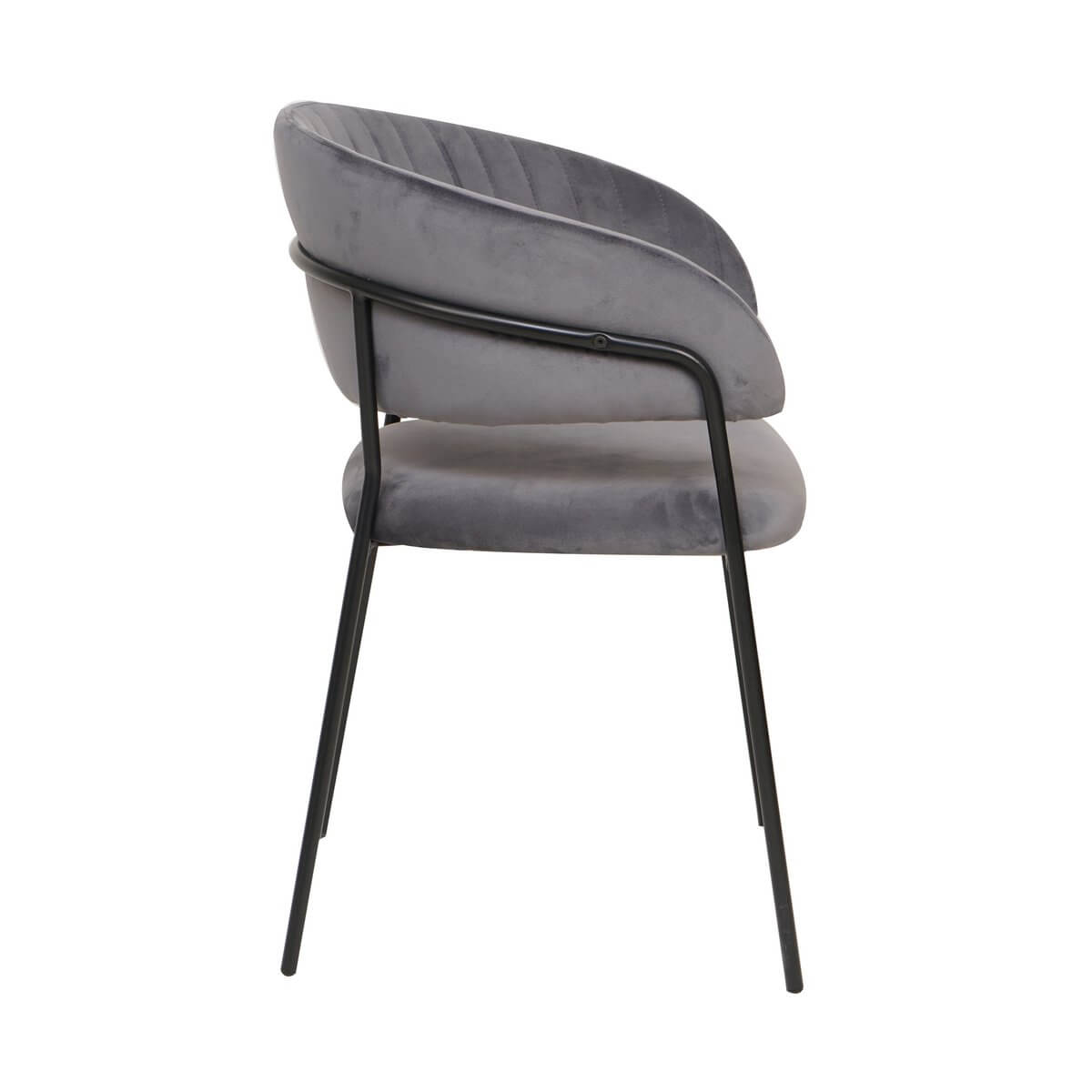 Gray velvet chair with quilted back - SalesFever