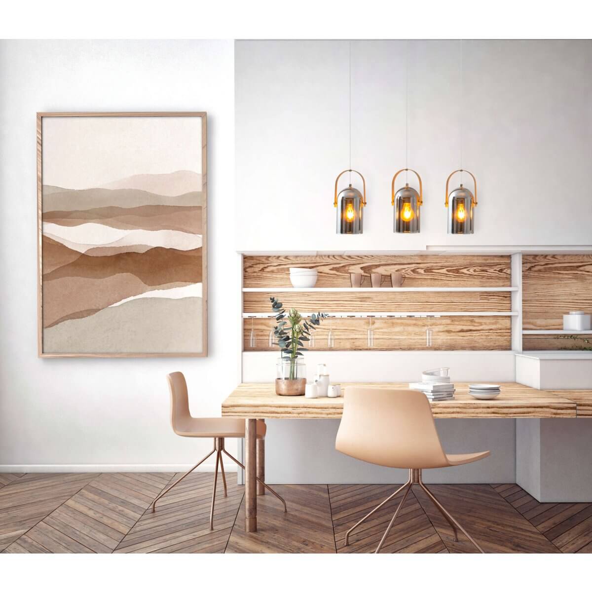 Vidrio hanglamp met spiegelglas natuur/chroom - 64 × 11,5 × 141 cm