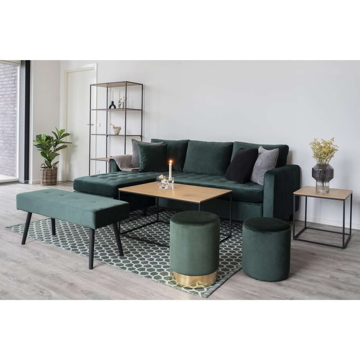 Vita salontafel eikenlook - zwart metalen frame - 60 × 90 × 45 cm