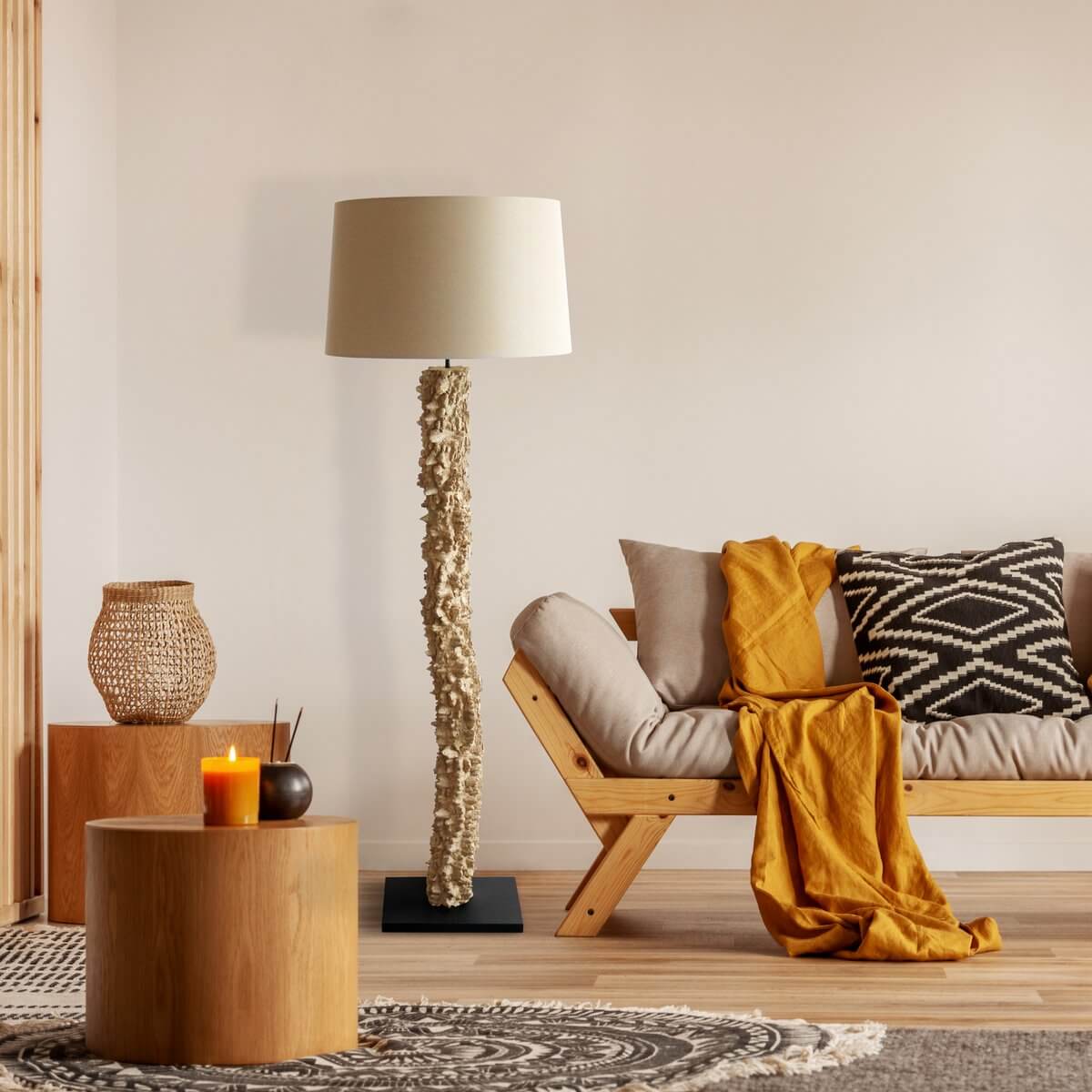 Floor lamp driftwood natural/white 150 cm - SalesFever