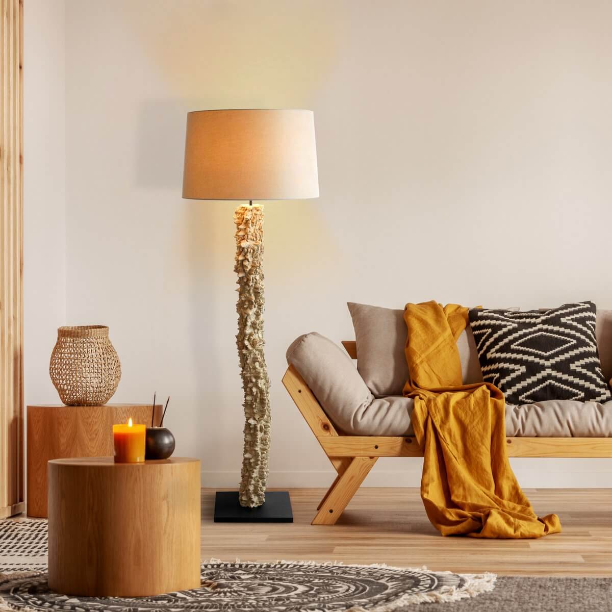 Floor lamp driftwood natural/white 150 cm - SalesFever