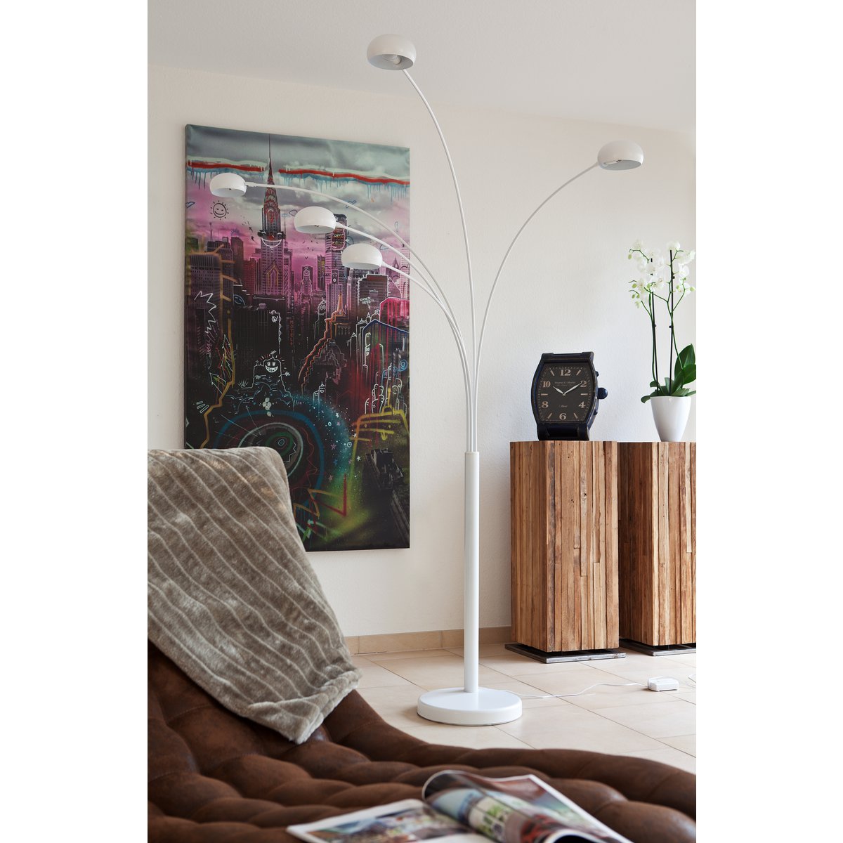 Vloerlamp Five Fingers Wit – 5 Beweegbare Armen & Marmeren Voet 205 cm - SalesFever - Casanovio