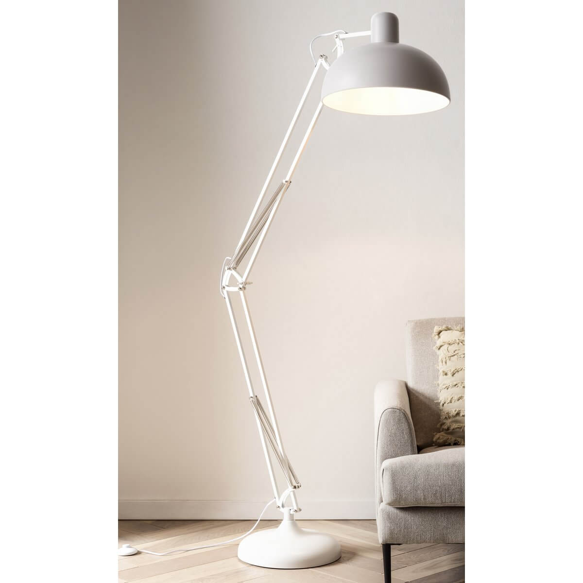 Industrial floor lamp white adjustable - SalesFever