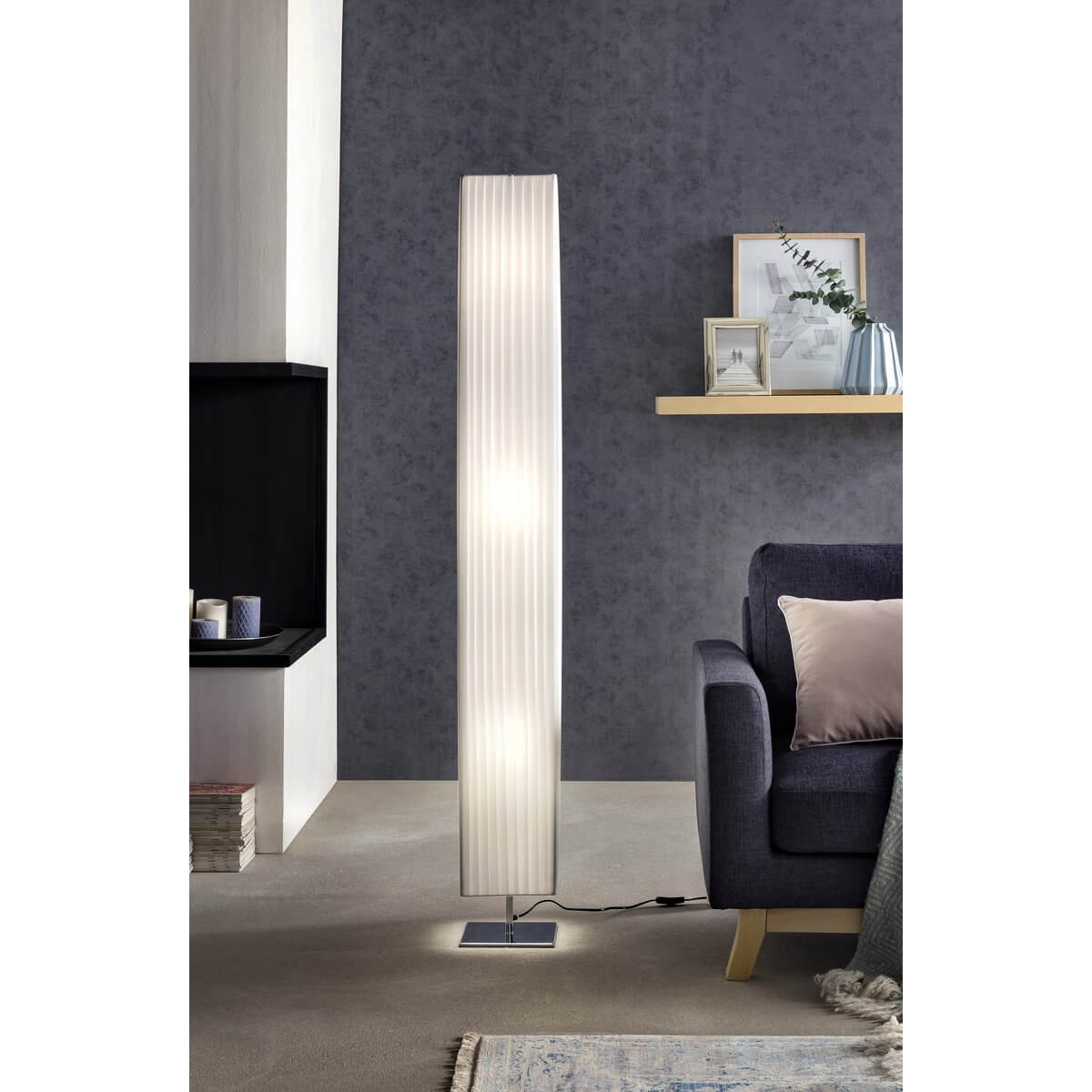 Floor lamp 160 cm square white, chrome - SalesFever