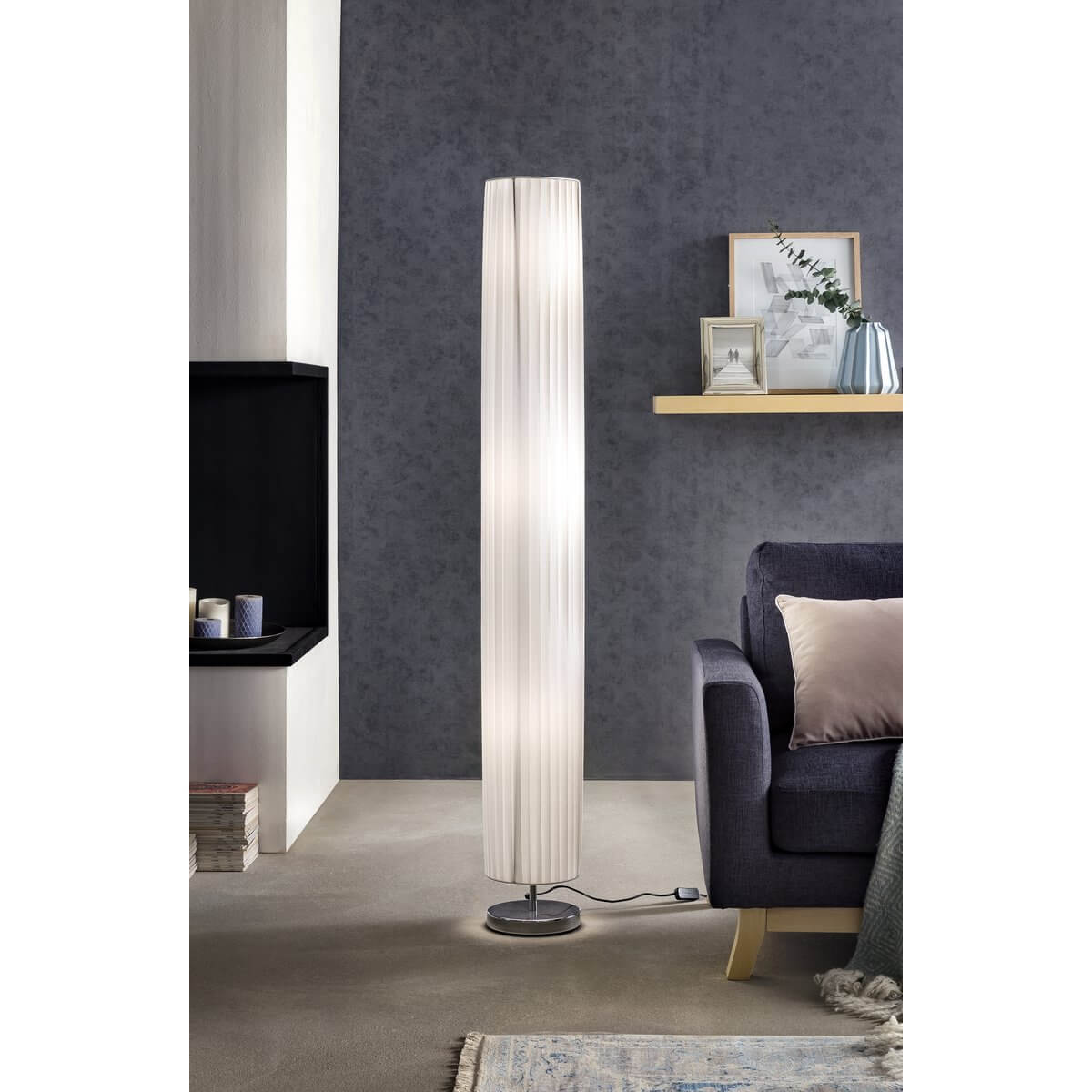 Floor lamp 160 cm round white, chrome - SalesFever