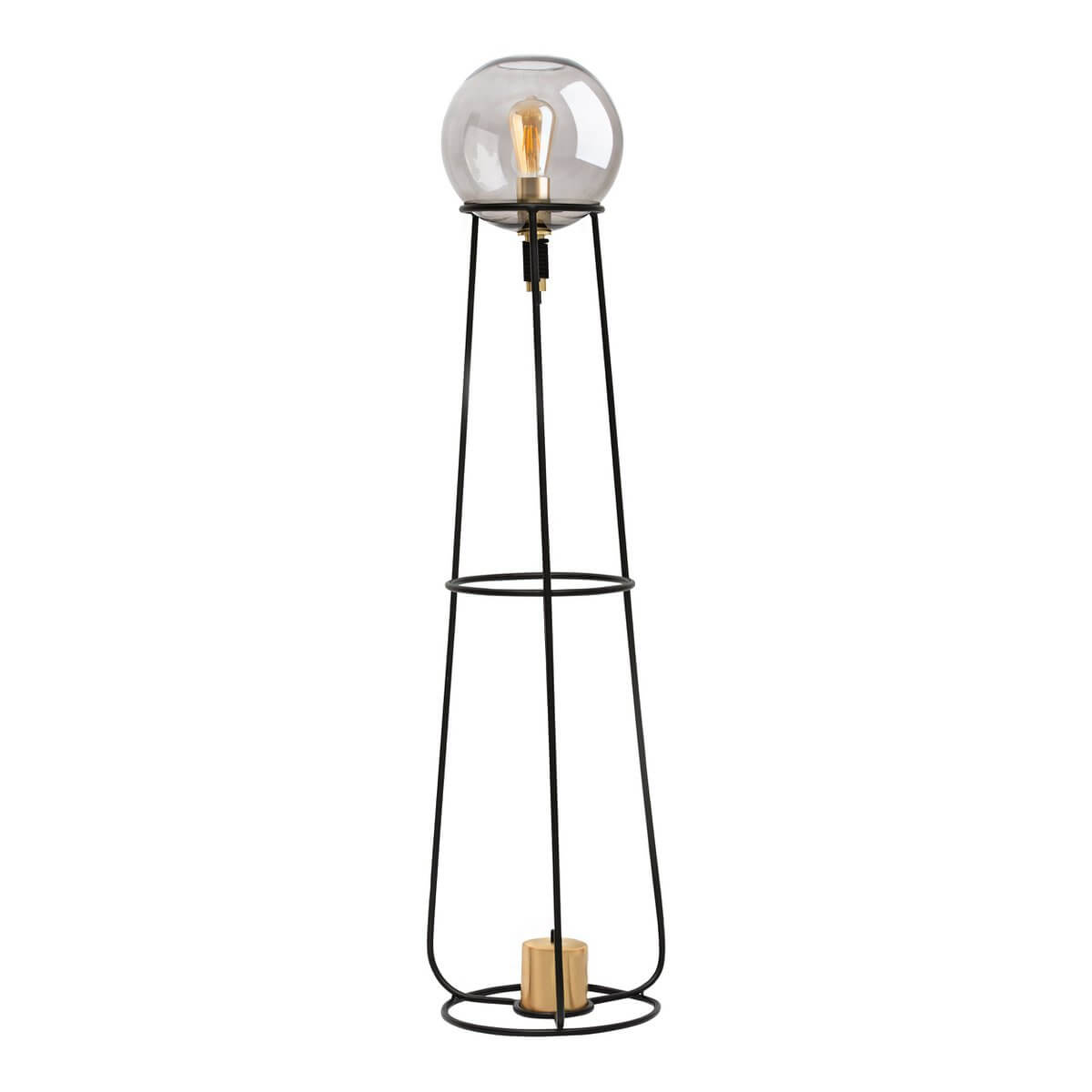 Vloerlamp Zwart Metaal Rookglas – Modern Elegant Design