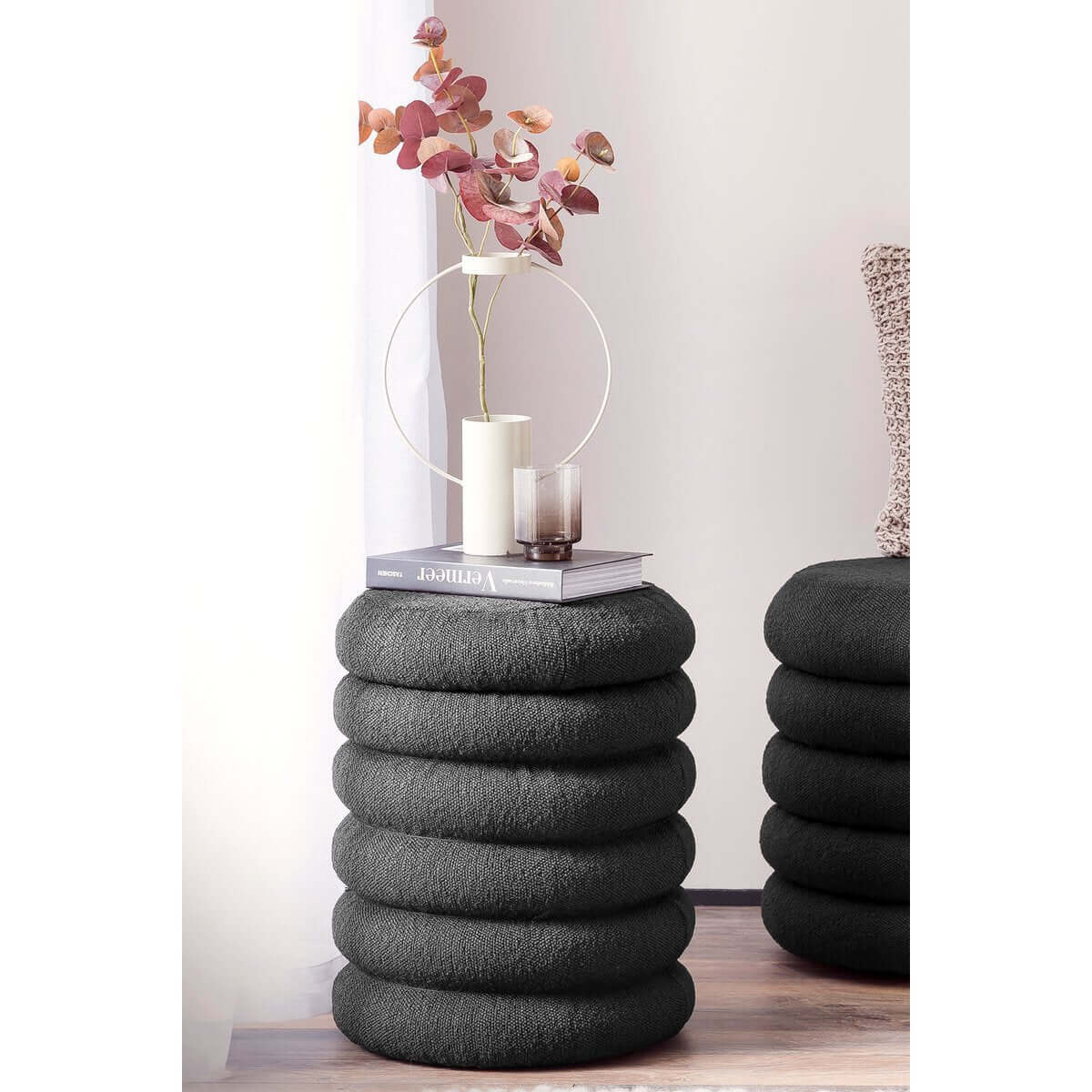 Looped Sitzhocker Ø38 cm Anthrazit - SalesFever