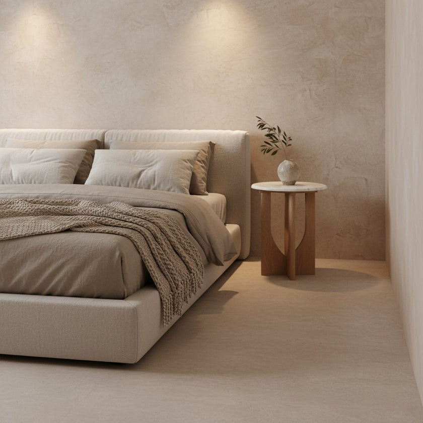 Kuching bijzettafel marmer wit - 30x30x50 cm