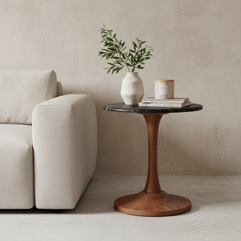 Singapore bijzettafel marmer zwart - 40x40x50 cm