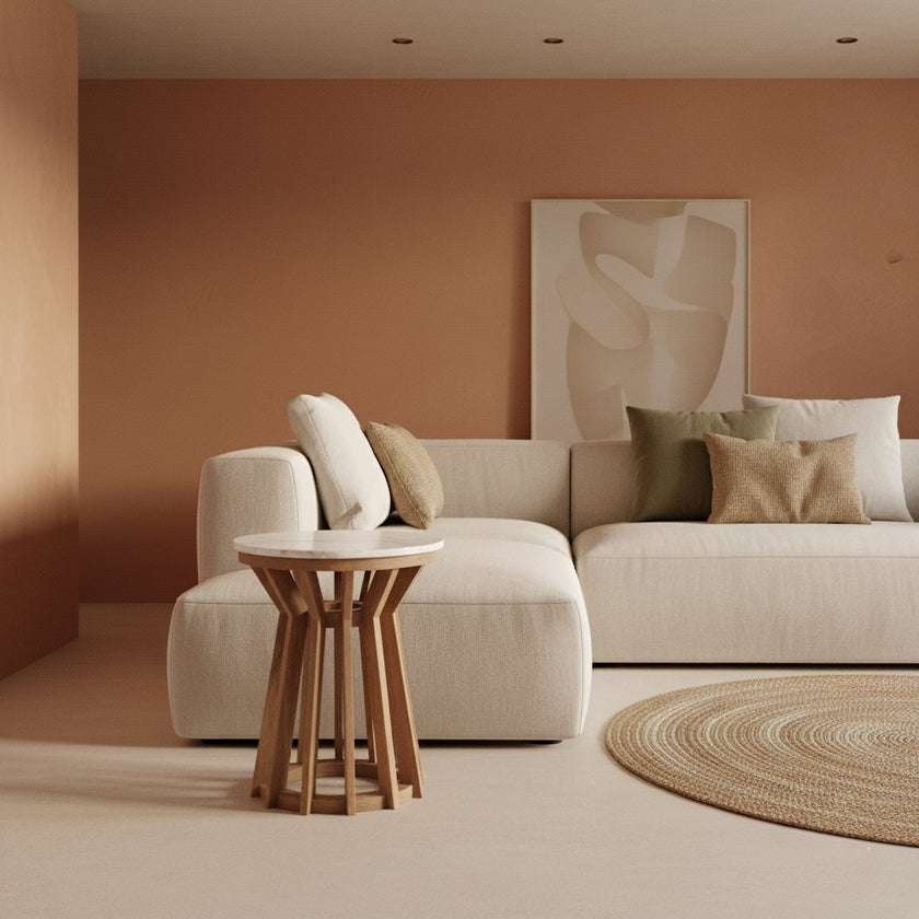 Sarawak bijzettafel marmer wit - 40x40x50 cm