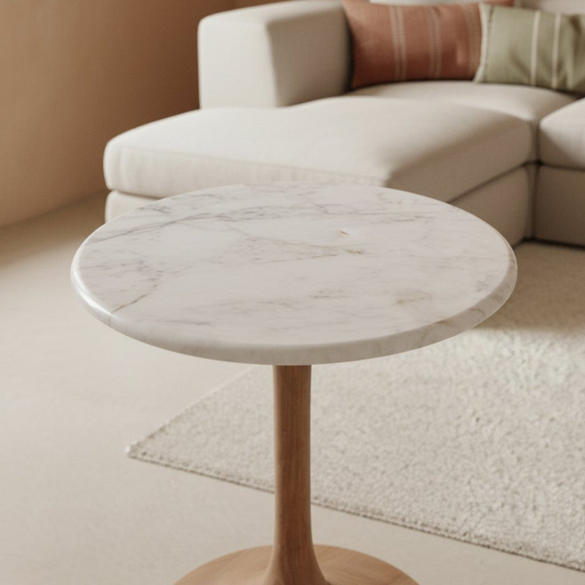 Kuala Lumpur bijzettafel marmer wit - 40x40x50 cm