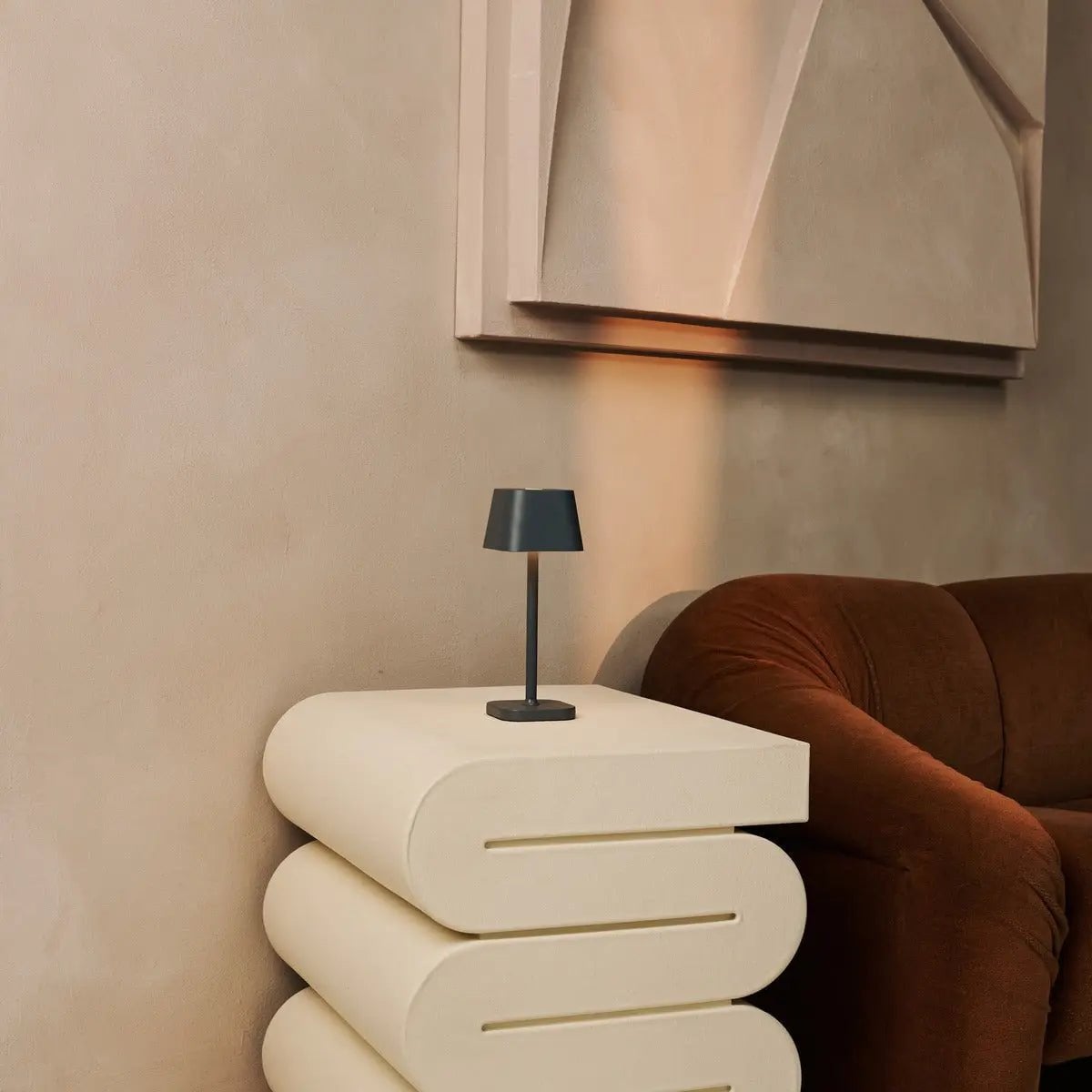 Ava Stone Gray - Oplaadbare tafellamp | Stijlvol, draadloos lamp en dimbaar