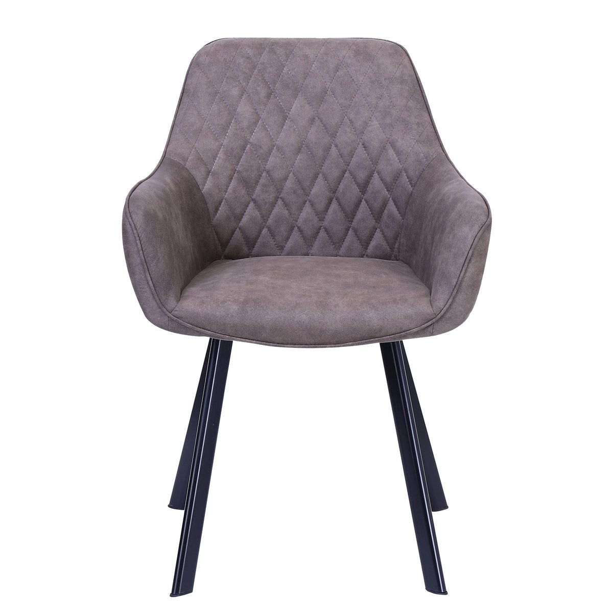 Eetkamerstoel Taupe met Zwart Metalen Frame – Microvezel & – Set van 2 - SalesFever - Casanovio