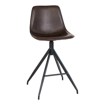 Monaco Counter Chair - Bruin, PU/Staal, 51x44x96 cm - Set van 2