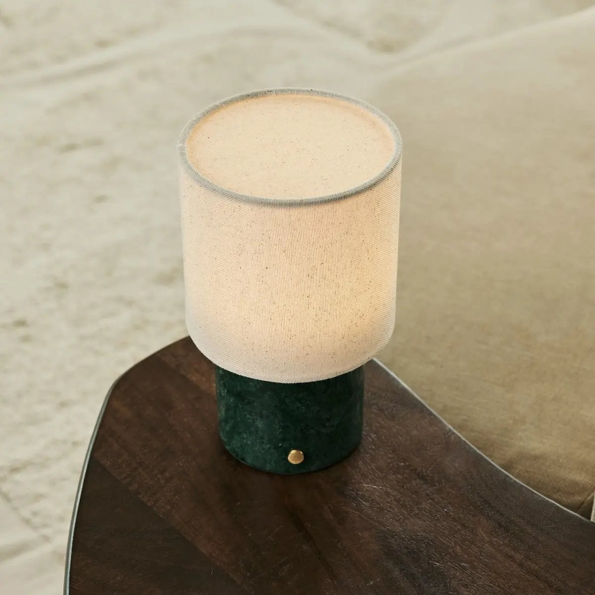 Dou Green – Verde Alpi Marmeren Oplaadbare Tafellamp | Batterij, dimbare en verwisselbare lampenkap