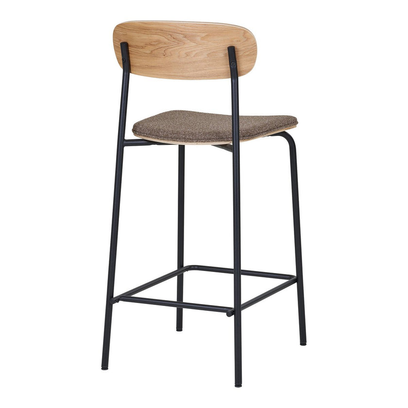 Estepona Counter Chair - Natuur/Bruin/Zwart, Staal, Polyester, Multiplex, 49x42,5x95cm - set van 2