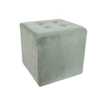 Vintage fluwelen voetenbank 50x50 oud blauw