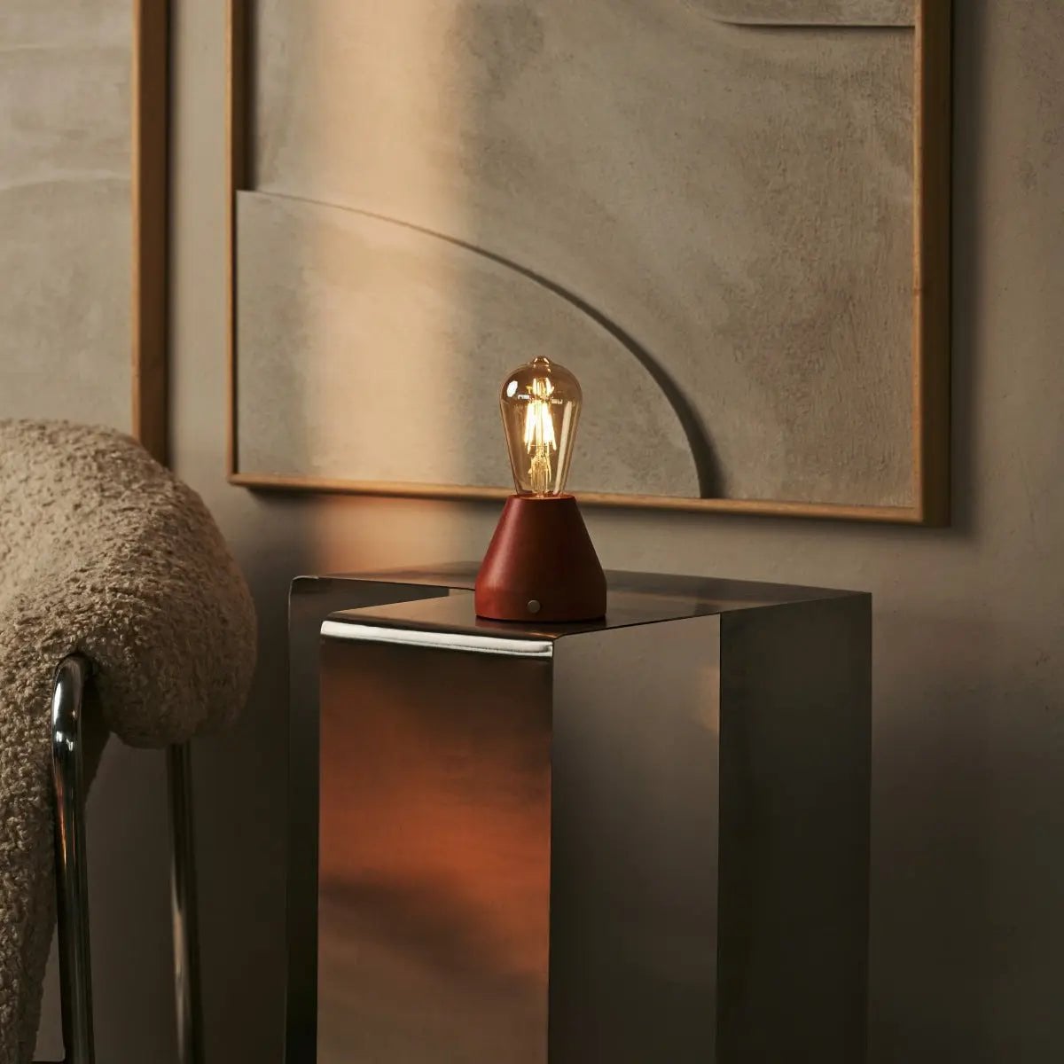 Zavi Kastanjebruine Oplaadbare Tafellamp | LED, draadloos en batterijduur van 80 uur