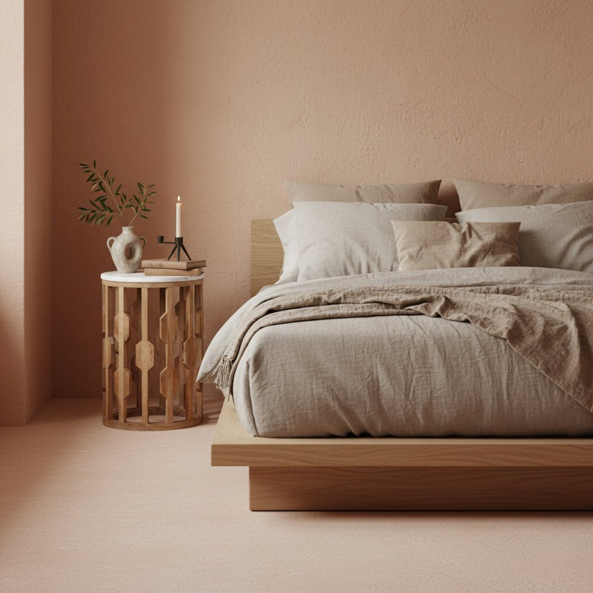 Atjeh bijzettafel marmer wit - 40x40x50 cm