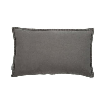 Vintage fluweel/linnen kussen donkergrijs 50x30