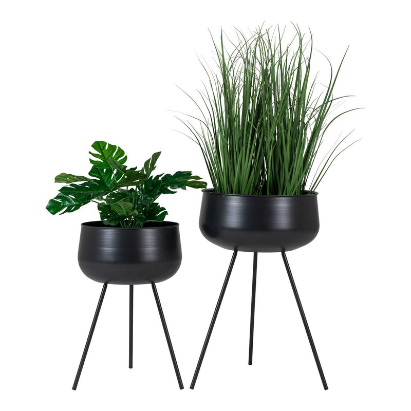 Ardola Bloempotten - Zwart, Staal - Set van 2