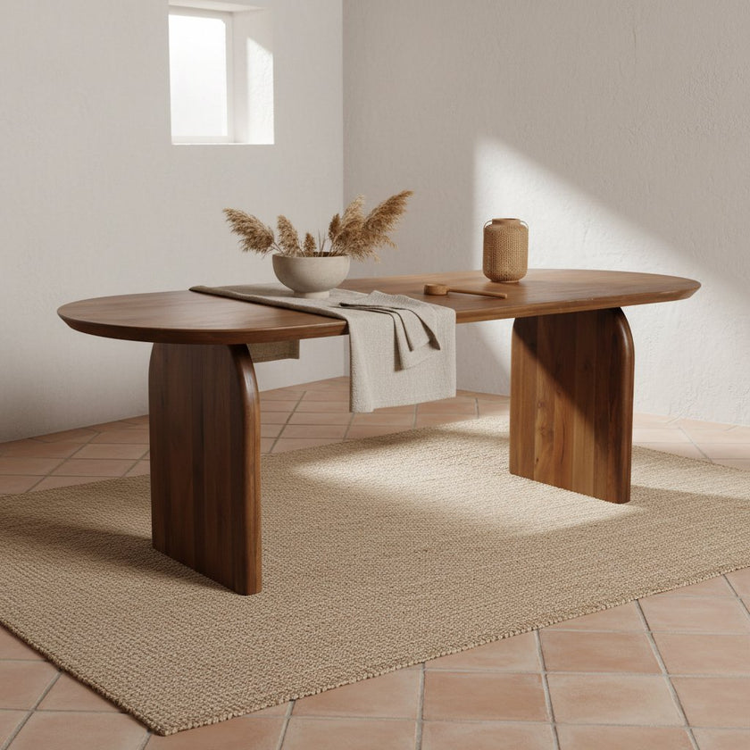 Bullnose eettafel bruin gesloten onderstel