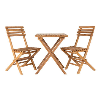Cuenca Caféset - Caféset, 2 stoelen en 1 tafel, teakhout, naturel