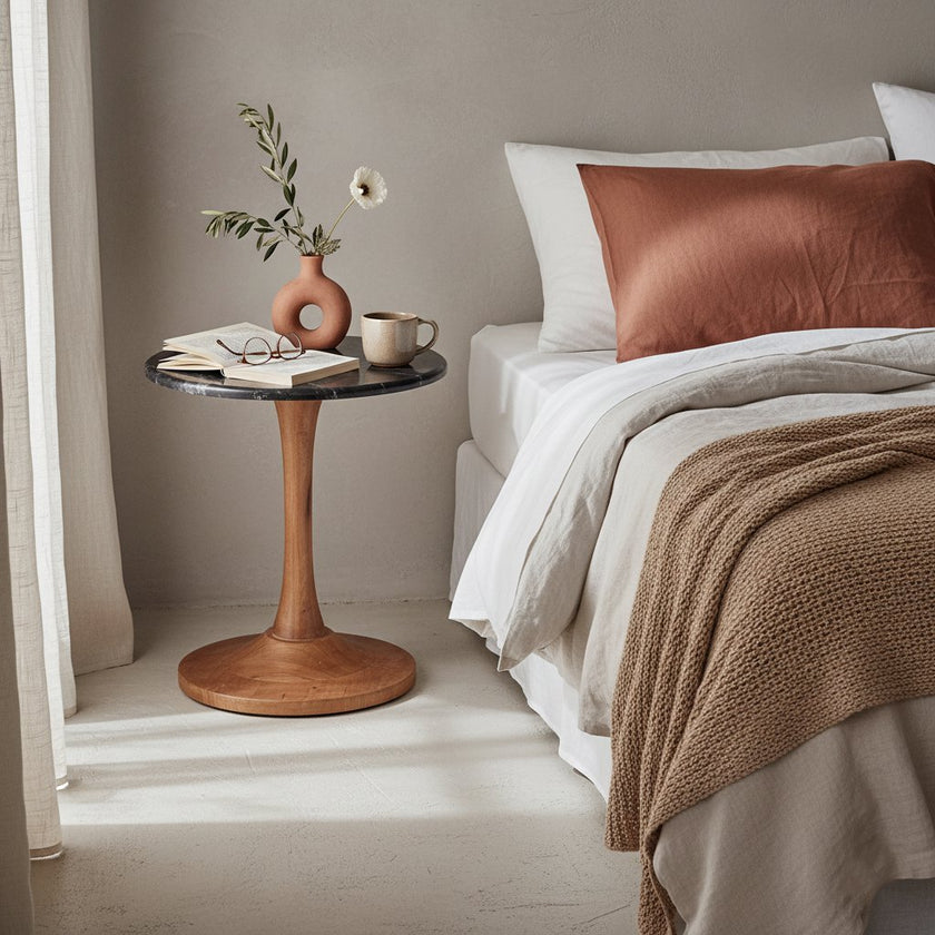 Singapore bijzettafel marmer zwart - 40x40x50 cm