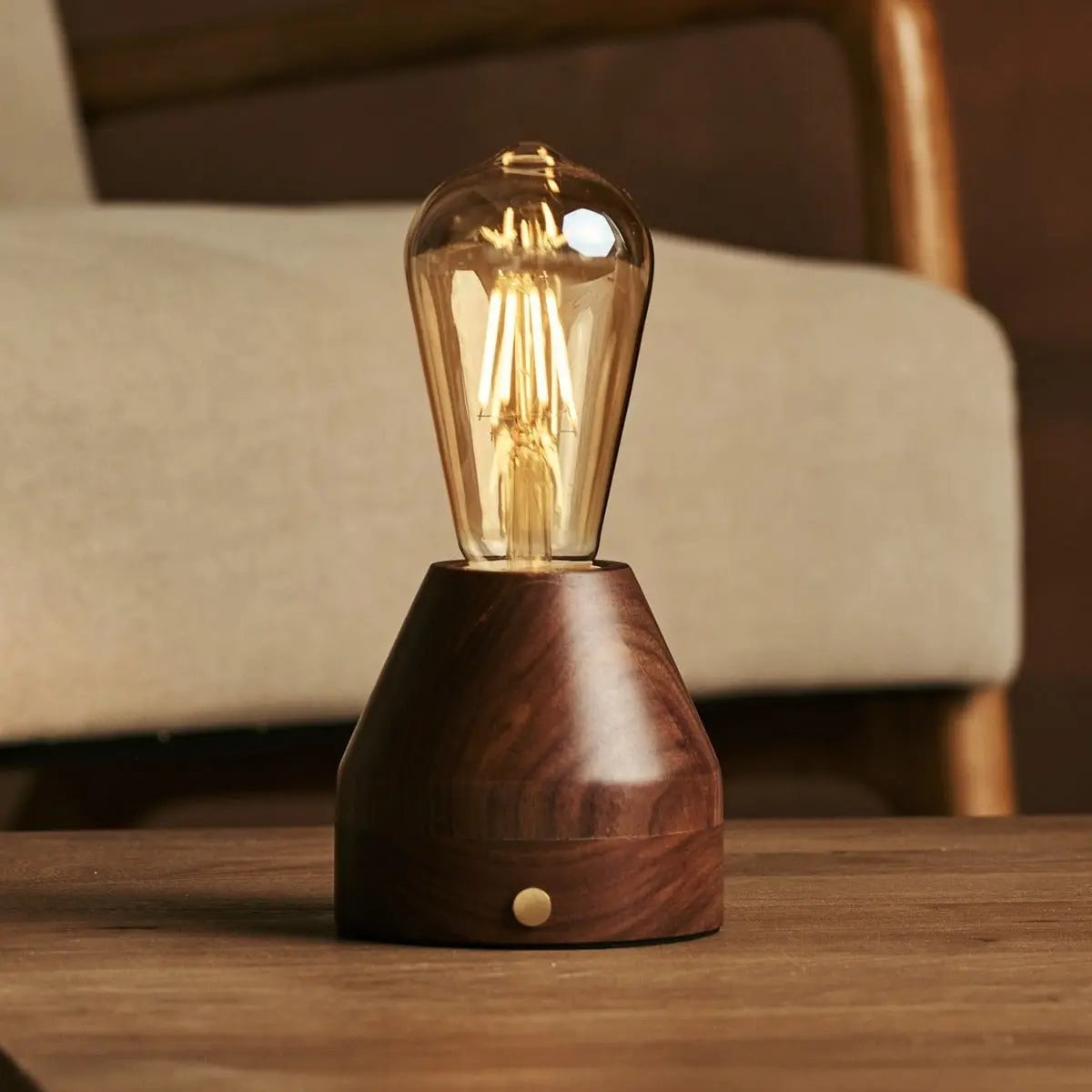 Zavi Walnoot Oplaadbare Tafellamp | LED, draadloos en batterijduur van 80 uur