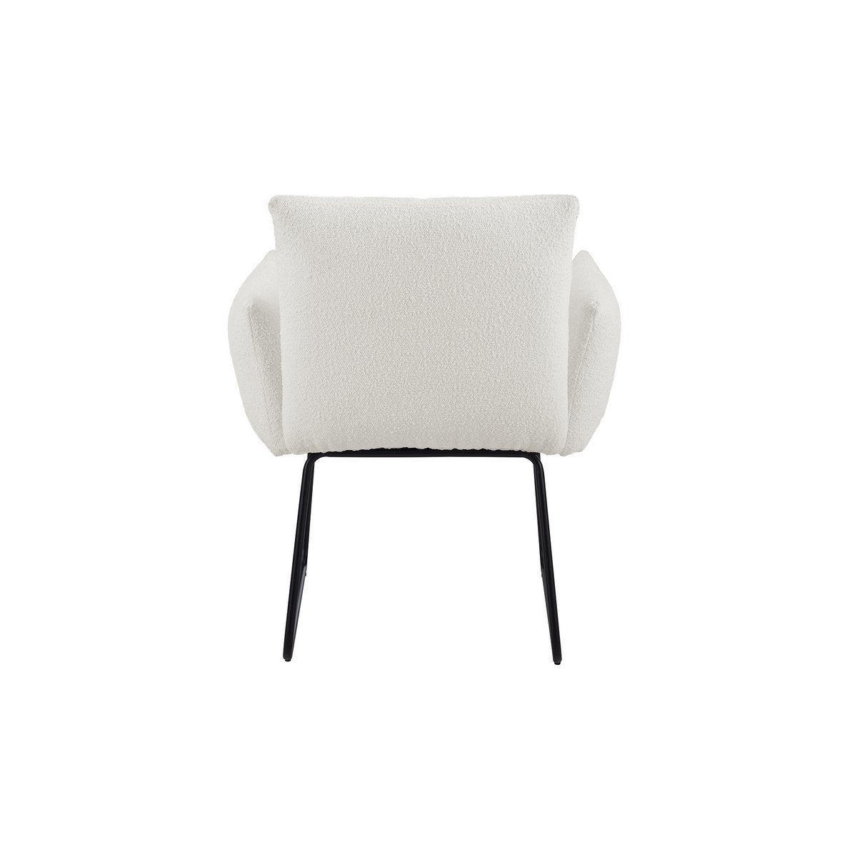 Eetkamerstoel Wit Bouclé met Zwart Sleded Frame – Rijk Gestoffeerde Armleuningen - SalesFever - Casanovio